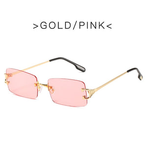 Retro Rimless Sunglasses Women Men Retro Brand Designer Sunglasses Sunglasses Women Men Rectangular Glasses UV400 Oculos De Sol