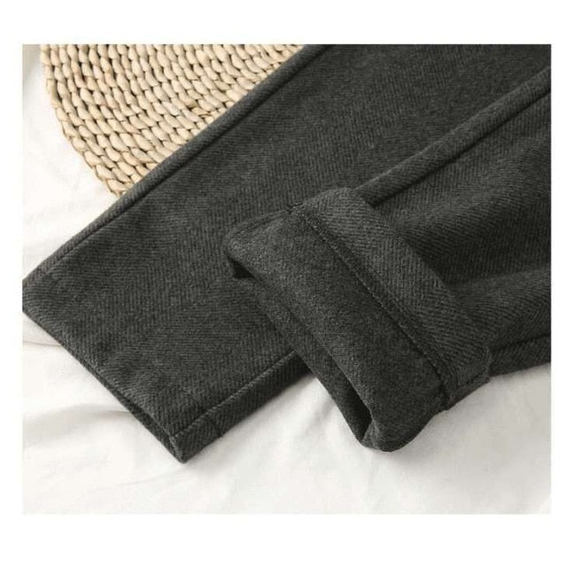 BGTEEVER Winter Thicken Women Pencil Pants Plus Size Wool Pants