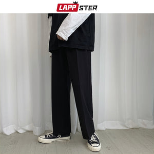 LAPPSTER Men Korean Fashions Harem Pants 2022 Overalls Mens Solid Black Joggers Pants Hip Hop Casual Loose Sweatpants Trousers