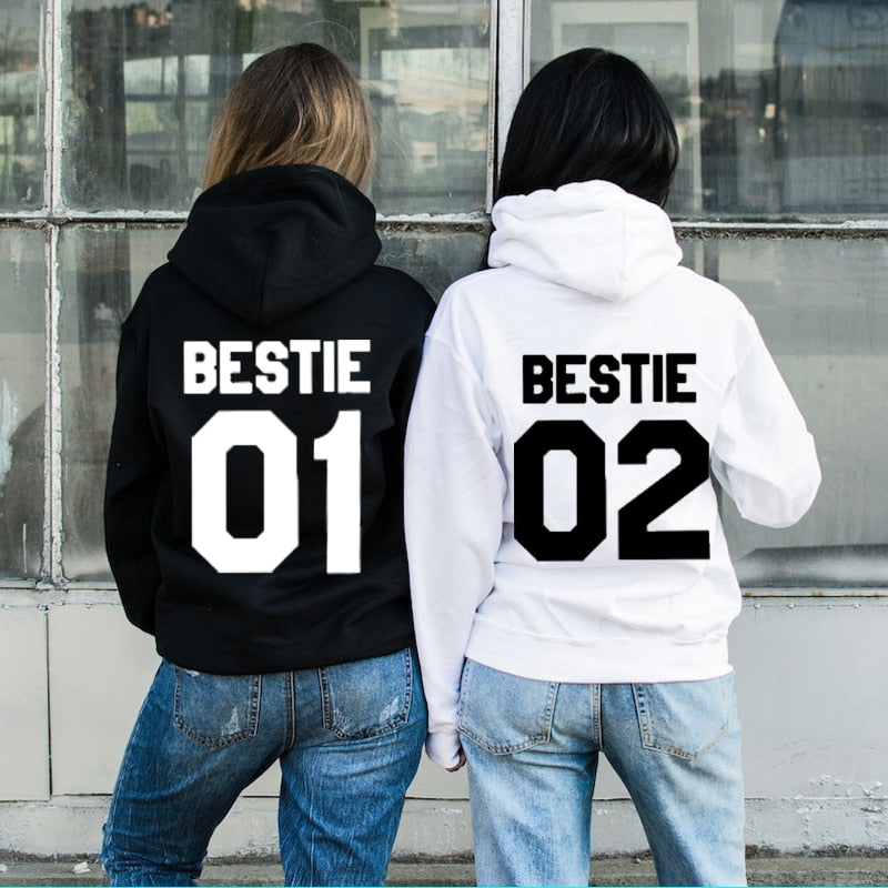 Bestie 01 Bestie 02 Best Friend Hoodies Bestie BFF Hoodies Women BEST FRIENDS Hoodies Sweatshirts Pullovers Vintage Sweatshirt