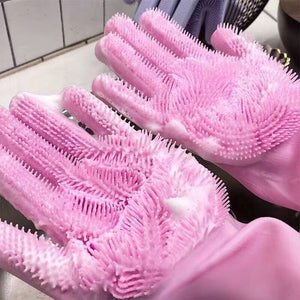 2pcs Silicone Cleaning Gloves Multifunction Magic Silicone Dish Washing Gloves For Kitchen Household Silicone Washing