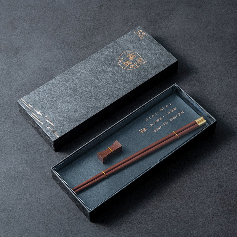 High Quality Premium Wooden Gift Box Packaging Household Cylindrical Wooden Chopsticks Tableware