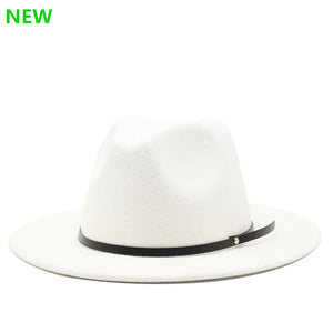 54-56-60CM Women Men Wool Vintage Gangster Trilby Felt Fedora Hat With Wide Brim Gentleman Elegant Lady Winter Autumn Jazz Caps