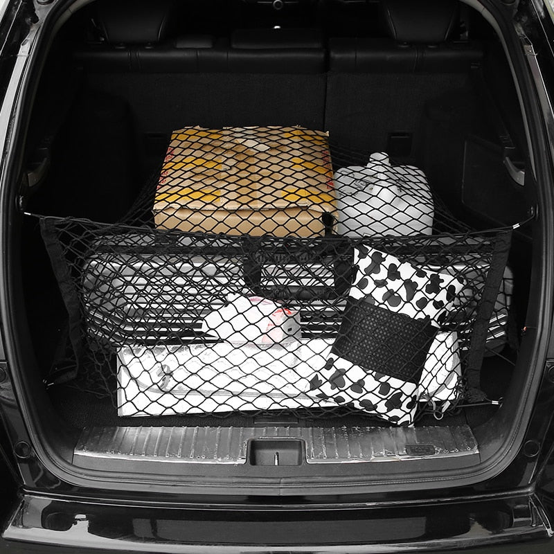 Car Trunk Cargo Net Organizer Auto Elastic Mesh Fixed Cover Travel Sundries Storage Bag Interior Accessories