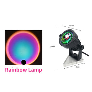Usb Rainbow Sunset Projection Lamp LED Atmosphere Night Light Home Coffee Bar Indoor Projector Lamps Outdoor Decorative Lights