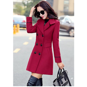 UHYTGF Autumn And Winter Wool Jacket Womens Clothing Medium Length Woolen Coats Slim Wild Elegant Female Korean Outerwear 3XL124