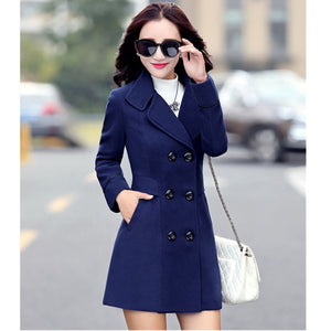 UHYTGF Autumn And Winter Wool Jacket Womens Clothing Medium Length Woolen Coats Slim Wild Elegant Female Korean Outerwear 3XL124