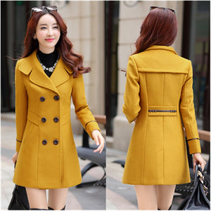 UHYTGF Autumn And Winter Wool Jacket Womens Clothing Medium Length Woolen Coats Slim Wild Elegant Female Korean Outerwear 3XL124