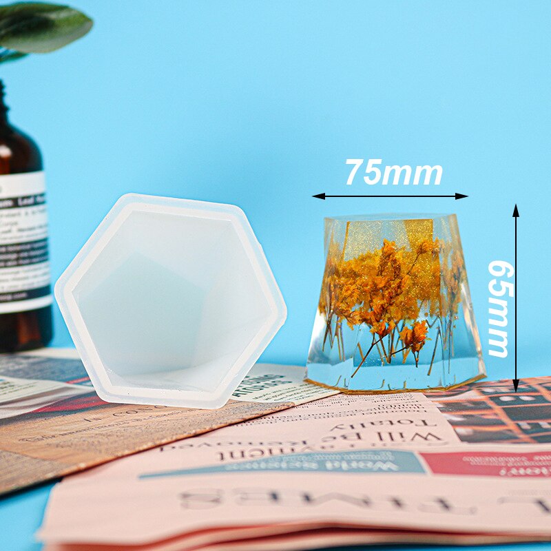 Hexagonal Pen Holder Storage Cup Silicone Mold Makeup Brush Holder Shape Epoxy Mold For UV Resin Flower Pot Home Decor