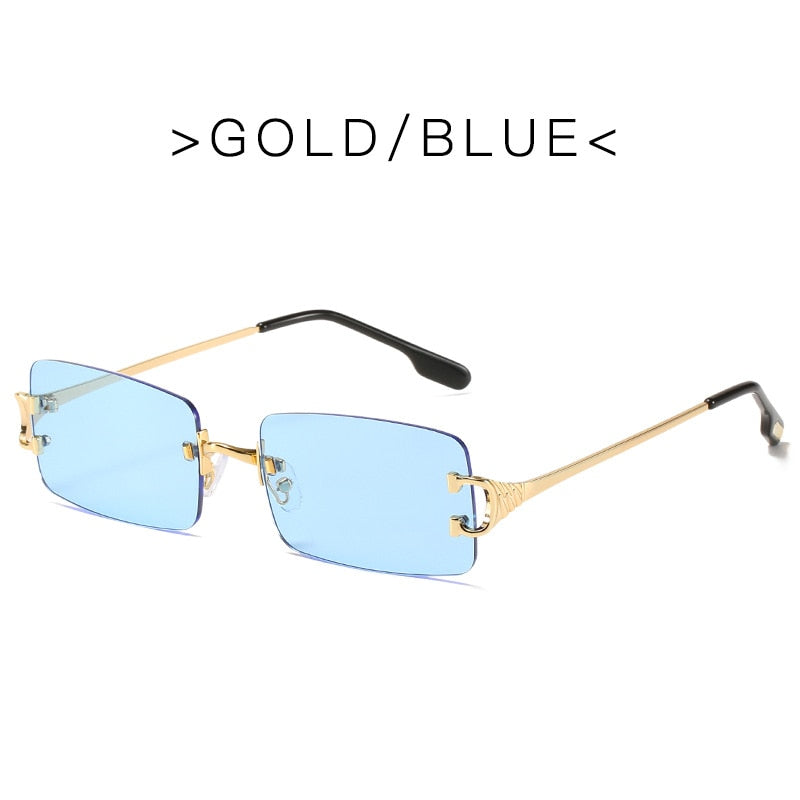 Retro Rimless Sunglasses Women Men Retro Brand Designer Sunglasses Sunglasses Women Men Rectangular Glasses UV400 Oculos De Sol