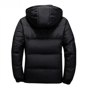 New White Duck Down Jacket Men Winter Warm Solid Color Hooded Down Coats Thick Duck Parka Mens Down Jackets Winter Outdoor Coat