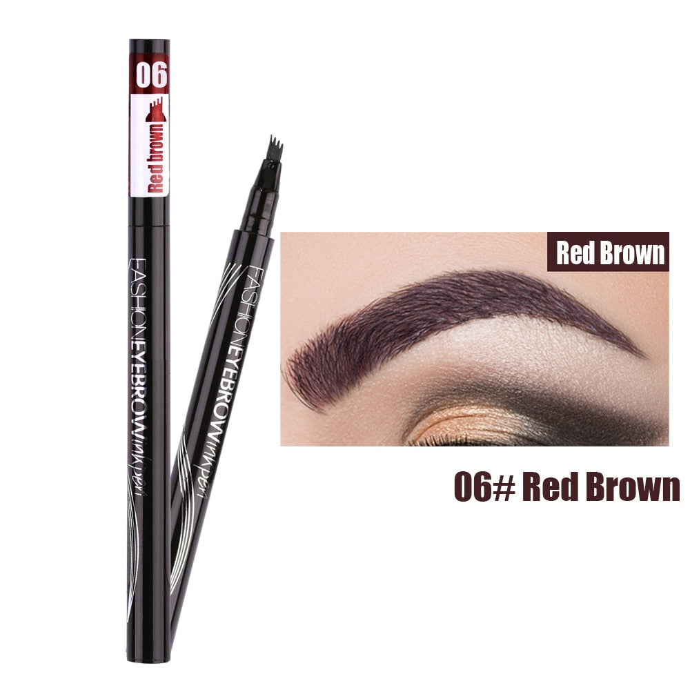 Waterproof Natural Eyebrow Pen Four-claw Eye Brow Tint Makeup three Colors Eyebrow Pencil Brown Black Grey Brush Cosmetics