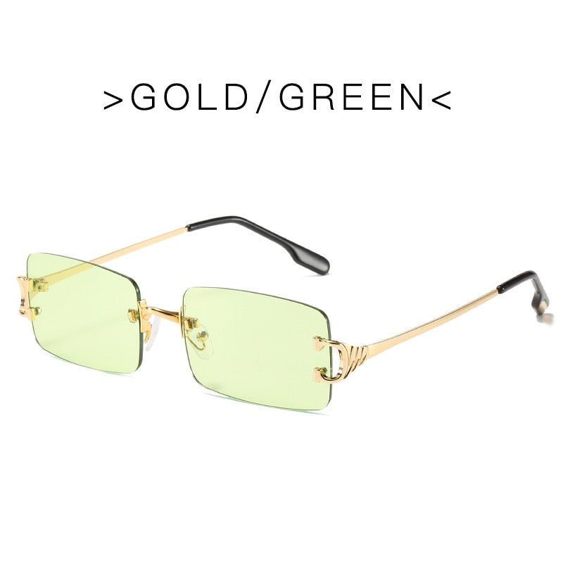 Retro Rimless Sunglasses Women Men Retro Brand Designer Sunglasses Sunglasses Women Men Rectangular Glasses UV400 Oculos De Sol