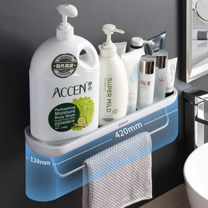 Punch-Free Bathroom Organizer Shelf Shampoo Shower Storage Rack Bath kitchen Towel Holder Household Items Bathroom Accessories