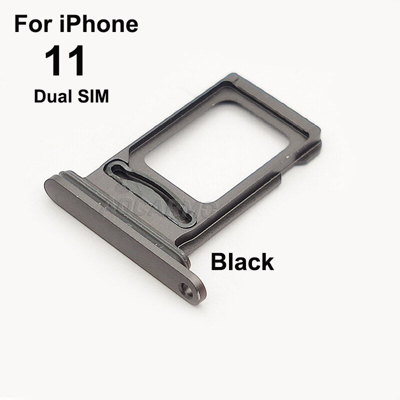 Aocarmo For iPhone 11 Single / Dual Metal Plastic Nano Sim Card Tray Slot Holder Replacement Parts