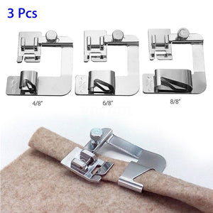 3Pcs Domestic Sewing Machine Foot Presser Rolled Hem Feet Set For Brother Singer Janome Babylock Juki Sewing Machine Accessories