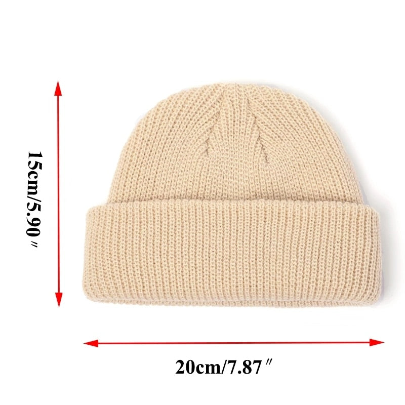 Fashion Hip Hop Beanie Knitted Hat Men Skullcap Women Winter Warm Brimless Baggy Melon Cap Cuff Docker Fisherman Beanies Hats