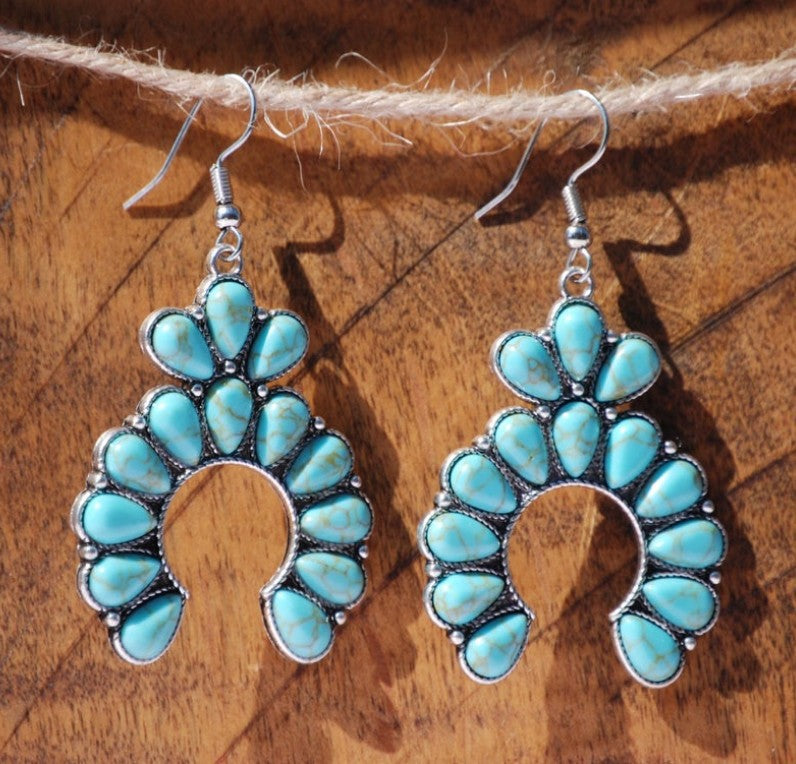 turquoise earrings female personality simple geometric earrings temperament retro earrings wholesale