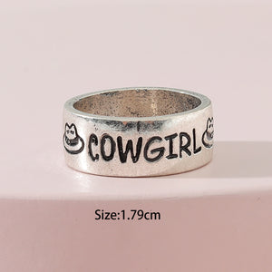 fashion jewelry metal men's retro engraved letter ring