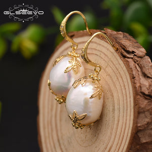 Natural baroque pearl earrings high quality niche earrings retro earrings zircon 925 silver high quality wholesale