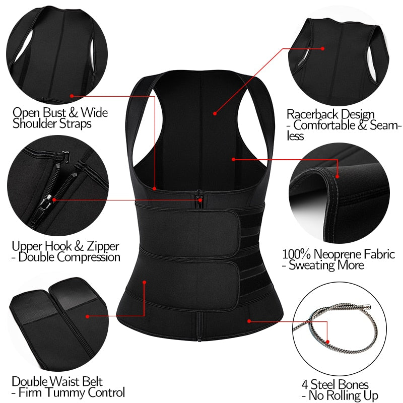 Sweat Waist Trainer Vest Slimming Corset for Weight Loss Body Shaper Sauna Suit Compression Shirt Belly Girdle Tops Shapewear