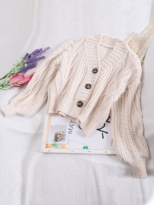 Autumn Winter Women's Knit Cardigan Short Crop Tops Chic Students Loose Solid Color Single-Breasted Sweater Female GD149