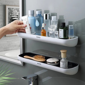 Punch-Free Bathroom Organizer Shelf Shampoo Shower Storage Rack Bath kitchen Towel Holder Household Items Bathroom Accessories