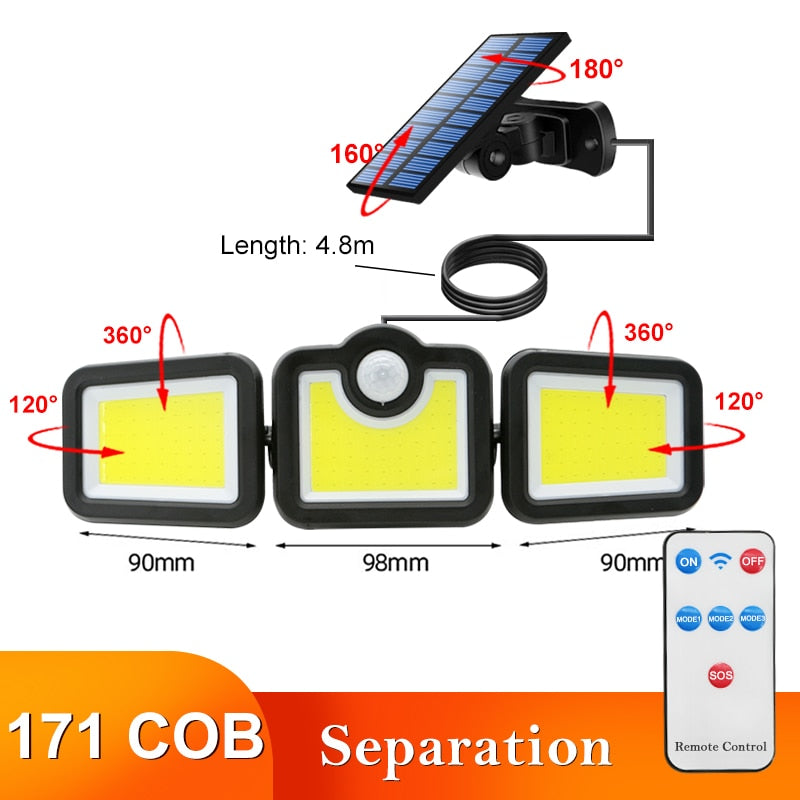 122/138/171/198/333 LED Solar Lights Outdoor Motion Sensor Human Induction Adjustable head IP65 Waterproof Solar Power Wall Lamp