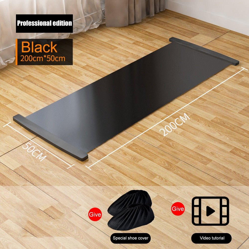 Yoga Sliding Mat Sport Fitness Glide Pilates Skating Training Board Mat for Ice Hockey Roller Skating Leg Exercise 140/180/200cm