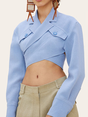 VGH Asymmetrical Slim Women&#39;s Blouses Lapel Collar Long Sleeve Casual Short Shirts Tops For Female Fashion Clothing 2022