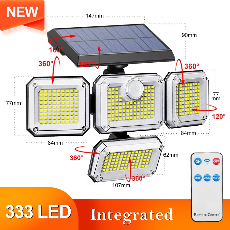 122/138/171/198/333 LED Solar Lights Outdoor Motion Sensor Human Induction Adjustable head IP65 Waterproof Solar Power Wall Lamp