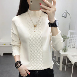 Fashion Stand Collar Knitted Solid Color Sweater Women's Clothing 2022 Autumn New Casual Pullovers All-match Korean Tops