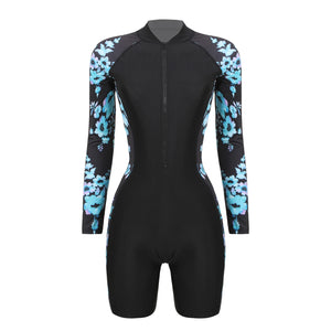 Women's Swimwear Rash Guard Long Sleeve Swimsuit Front Zipper One-piece Jumpsuit Surfing Rashguard Beachwear Swimming Suit