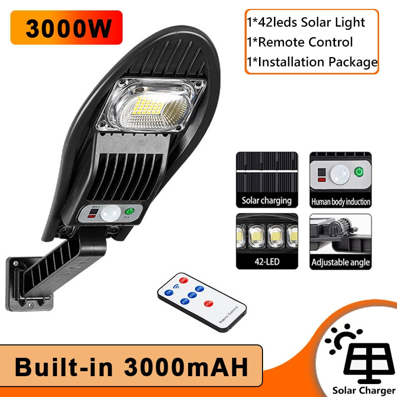 10000W Upgraded 168LED Solar Street Light Outdoor Waterproof LED For Garden Wall Adjustable Angle Solar Lamp Built-in 10000mAH