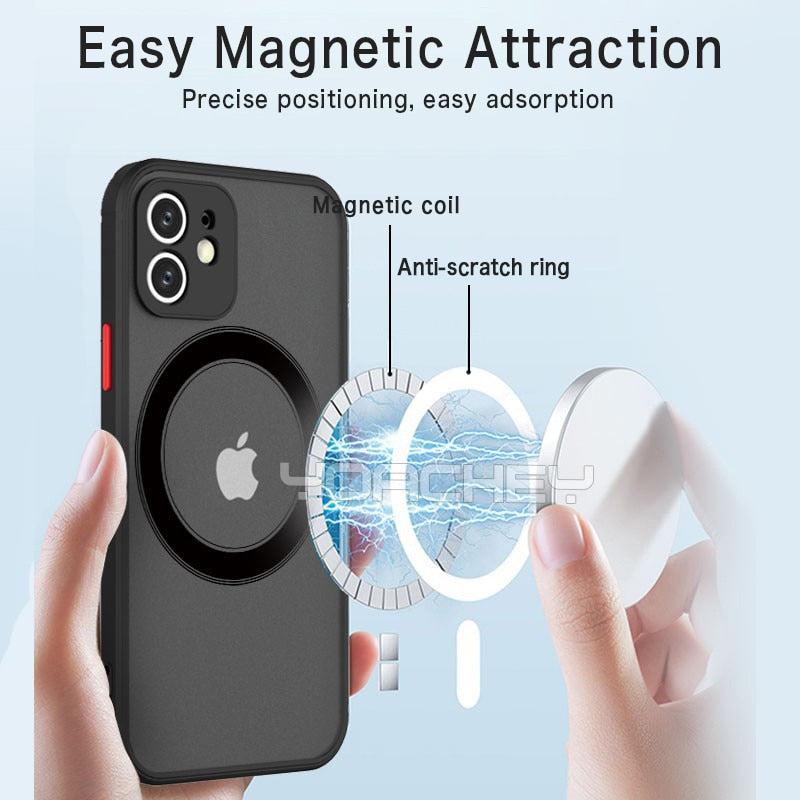 Luxo magnético para magsafe caso de telefone de carga sem fio para iphone 13 14 12 11 pro max mini x xr xs 14plus blindagem à prova de choque