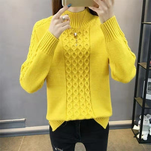 Fashion Stand Collar Knitted Solid Color Sweater Women's Clothing 2022 Autumn New Casual Pullovers All-match Korean Tops