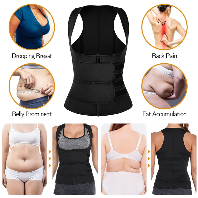 Sweat Waist Trainer Vest Slimming Corset for Weight Loss Body Shaper Sauna Suit Compression Shirt Belly Girdle Tops Shapewear