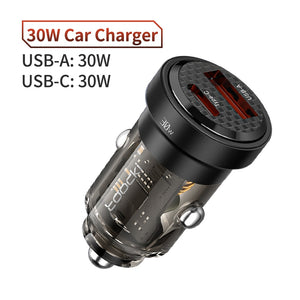 Toocki Type C Car Charger 45W Quick Charge4.0 QC3.0 SCP 5A PD Fast Charging USB C Car Phone Charger For iPhone Xiaomi Samsung