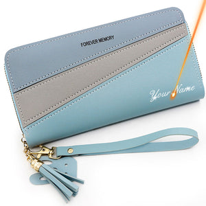 2022 New Long Women Wallets Cute Fashion Multifunctional Clutch Name Print Female Wallet Kpop Card Holder Luxury Women&#39;s Purse