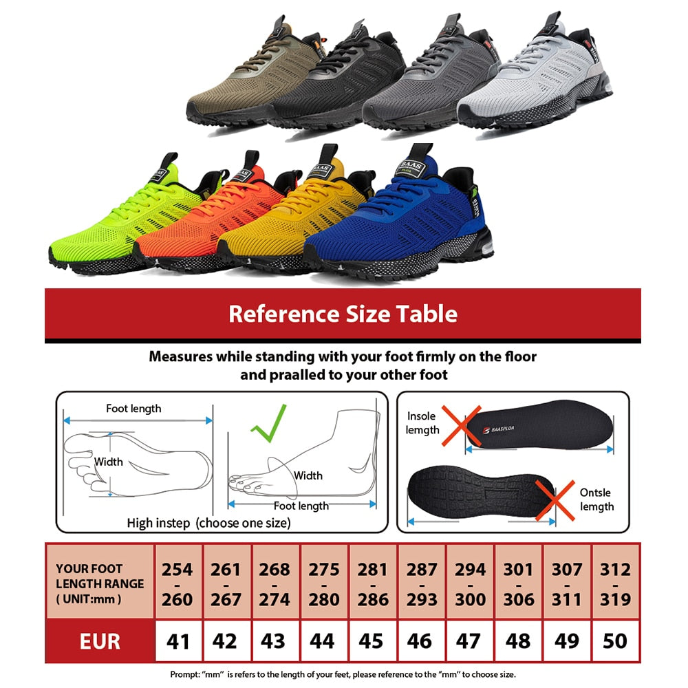 Baasploa Professional Running Shoes For Men Lightweight Men&#39;s Designer Mesh Sneakers Lace-Up Male Outdoor Sports Tennis Shoe