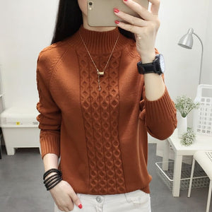 Fashion Stand Collar Knitted Solid Color Sweater Women's Clothing 2022 Autumn New Casual Pullovers All-match Korean Tops