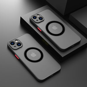 Luxo magnético para magsafe caso de telefone de carga sem fio para iphone 13 14 12 11 pro max mini x xr xs 14plus blindagem à prova de choque