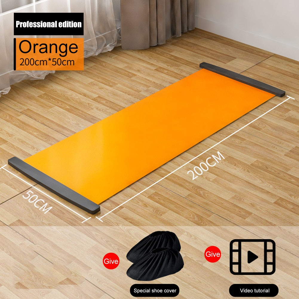 Yoga Sliding Mat Sport Fitness Glide Pilates Skating Training Board Mat for Ice Hockey Roller Skating Leg Exercise 140/180/200cm