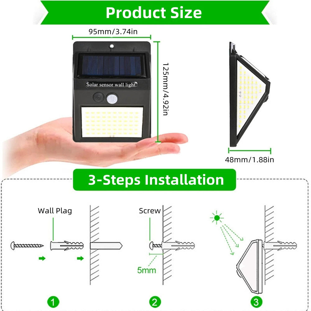 228 144 LED Solar Light Outdoor Solar Lamp PIR Motion Sensor Light Waterproof Solar Powered Sunlight for Garden Decoration