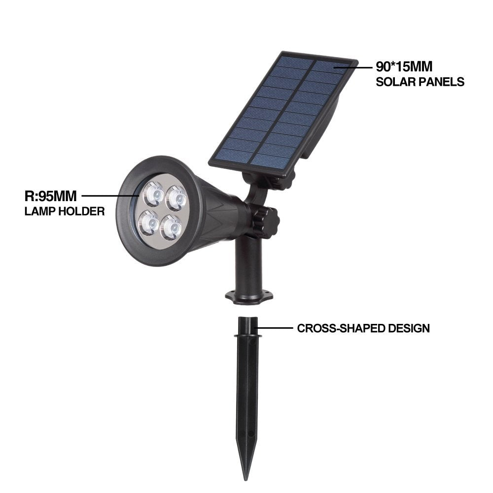 T-SUNRISE Solar Spotlight Outdoor Landscape Lights Waterproof Security Garden Lamp Adjustable for Patio Yard Garden Blue Color