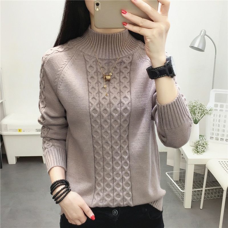 Fashion Stand Collar Knitted Solid Color Sweater Women's Clothing 2022 Autumn New Casual Pullovers All-match Korean Tops