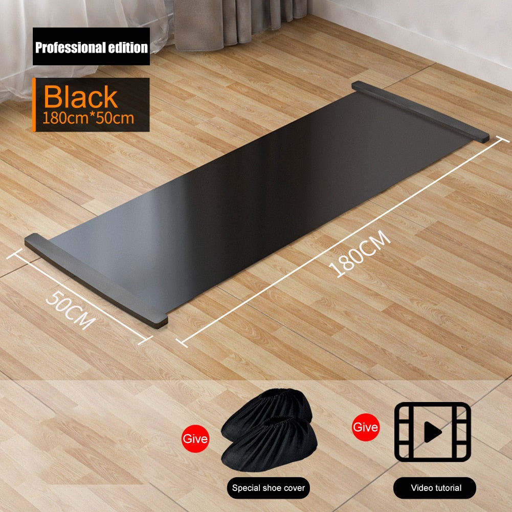 Yoga Sliding Mat Sport Fitness Glide Pilates Skating Training Board Mat for Ice Hockey Roller Skating Leg Exercise 140/180/200cm